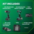  | Metabo HPT KC18DEXQBM 18V MultiVolt Lithium-Ion Brushless Cordless Drill Driver and Impact Driver Combo Kit (2 Ah) image number 2