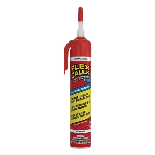Adhesives & Glues | Flex Seal Products US600WHT200 Flex Caulk 6.5 oz. Aerosol Can Hi-Performance Silicone Caulk - Dries White (4/Carton) image number 0