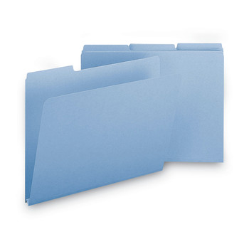 Smead 1 in. Expansion Assorted 1/3-Cut Tabs Letter Size Expanding Recycled Heavy Pressboard Folders - Blue (25/Box)