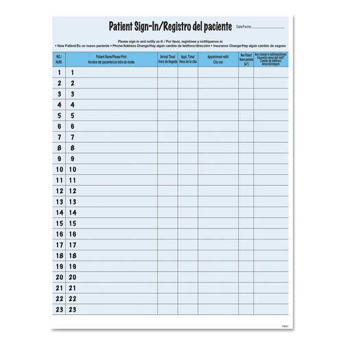 Labels | Tabbies 14541 8.5 in. x 11 in. Patient Sign-In HIPAA Labels - Blue (125/Pack) image number 0