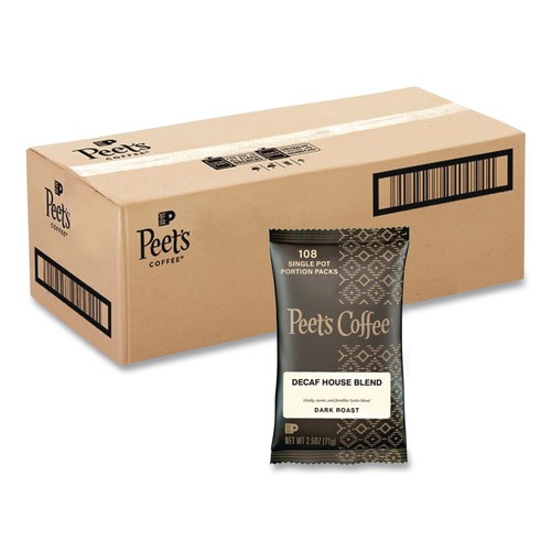 Coffee | Peet's Coffee & Tea 504913 House Blend 2.5 oz. Frack Pack Decaf Coffee Portion Packs (18/Box) image number 0