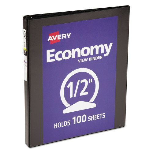 Office Jansan | Avery 05705 11 in. x 8.5 in. 3 Rings 0.5 in. Capacity Economy View Binder with Round Rings - Black image number 0