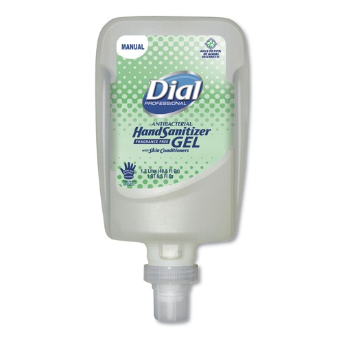 Cleaning & Janitorial Supplies | Dial Professional 16706 1.2 Liter Antibacterial Gel Hand Sanitizer Refill for FIT Manual Dispenser - Fragrance-Free (3/Carton) image number 0