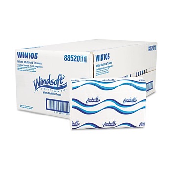 Windsoft WIN105 16-Pack/Carton 250-Sheet/Pack Multifold 1-Ply 9.25 in. x 9.5 in. Paper Towels - White