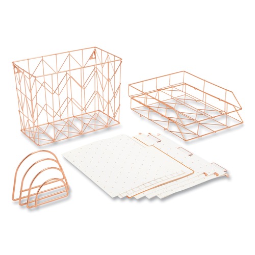  | U Brands 2104U00-01 Desktop Fashion Filing Set - Rose Gold/Letter-Size (10-Piece/Kit) image number 0