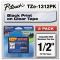 Office Jansan | Brother P-Touch TZE1312PK Tze Standard Adhesive 0.47 in. x 26.2 ft. Laminated Labeling Tapes - Black On Clear (2/Pack) image number 3