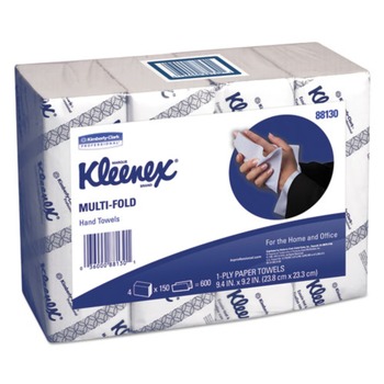 Kleenex 88130 9-1/5 in. x 9-2/5 in. 4-Pack Bundles Multi-Fold Paper Towels - White (150/Pack 16/Carton)