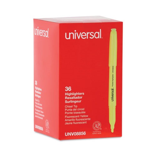 Office Jansan | Universal UNV08856 Chisel Tip Pocket Highlighter Value Pack - Yellow (36/Pack) image number 0