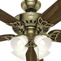 Ceiling Fans | Hunter 53063 52 in. Studio Traditional Antique Brass Walnut Indoor Ceiling Fan with 4 Lights image number 7