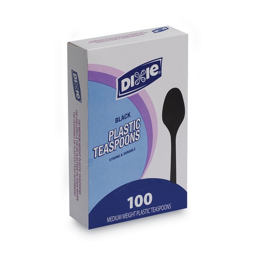 Cutlery | Dixie TM507 Heavy Mediumweight Plastic Cutlery Teaspoons - Black (100/Box) image number 0