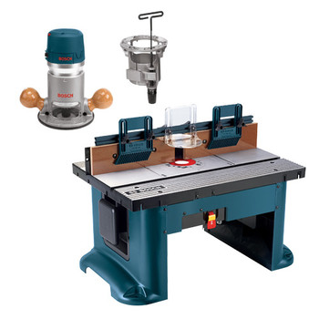 FIXED BASE ROUTERS | Bosch RA118EVSTB 2.25 HP Fixed-Base Electronic Router & Router Table Set