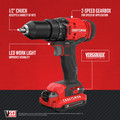 Drill Drivers | Factory Reconditioned Craftsman CMCD700C1R 20V Variable Speed Lithium-Ion 1/2 in. Cordless Drill Driver Kit (1.3 Ah) image number 9