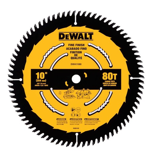 Clearance Center | Dewalt DWA11080 10 in. 80T Tungsten Carbide-Tipped Steel Fine Finish Circular Saw Blade image number 0