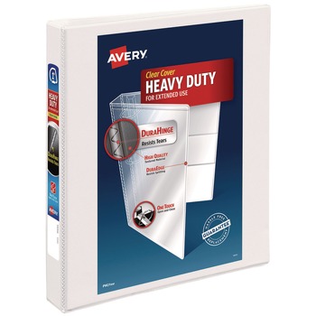 Avery 3 Slant Rings 1 in. Capacity 11 in. x 8.5 in. Heavy-Duty Non Stick View Binder with DuraHinge - White
