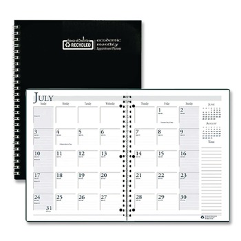 House of Doolittle 11 in. x 8.5 in. 14-Month (Jul 2025-Aug 2026) Wirebound Academic Monthly Planner - Black Cover