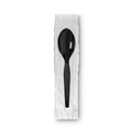 Cutlery | Dixie TM5W540 Grab-N-Go Wrapped Teaspoons - Black (90/Pack) image number 2