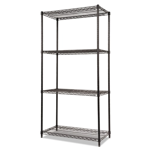  | Alera ALESW503618BL NSF Certified Industrial 36 in. x 18 in. x 72 in. 4-Shelf Wire Shelving Kit - Black image number 0