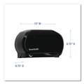 Paper Towels and Napkins | Boardwalk R3670BKBW 13 in. x 6.75 in. x 8.75 in. Standard Twin Toilet Tissue Dispenser - Black image number 6