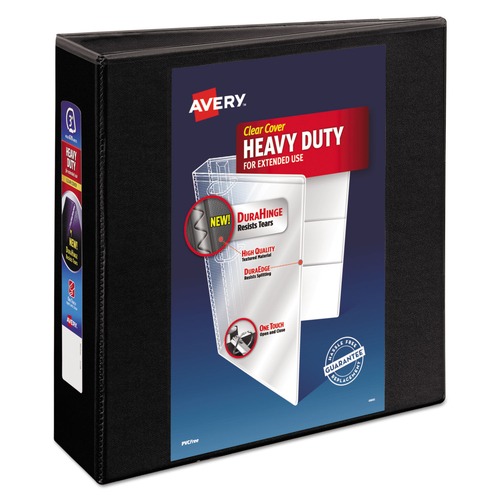 Office Jansan | Avery 79693 3 Locking One Touch EZD Rings 3 in. Capacity 11 in. x 8.5 in. Heavy-Duty View Binder with DuraHinge - Black image number 0