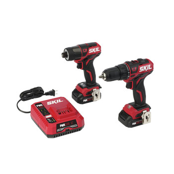 Skil CB736701 PWRCore 12 12V Brushless Drill Driver and Impact Driver Kit with (2) 2 Ah Lithium-Ion Batteries and PWRJUMP Charger