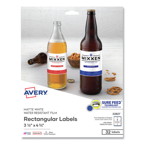 Office Jansan | Avery 22827 3.5 in. x 4.75 in. Removable Print-to-the-Edge Labels with Sure Feed - White (32/Pack) image number 0