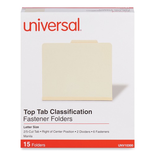  | Universal UNV10300T Six-Section Classification Folders - Letter, Manila (15/Box) image number 0