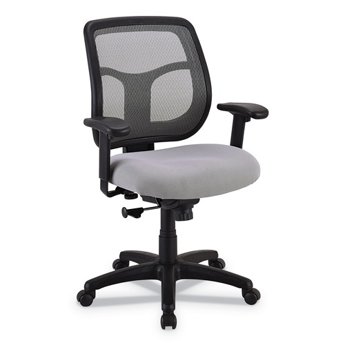 Office Chairs | Eurotech MT9400SR 18.1 in. to 21.7 in. Seat Height Apollo Mid-Back Mesh Chair - Silver Seat, Silver Back, Black Base image number 0
