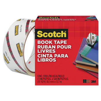 Scotch 1.5 in. x 15 yds 3 in. Core Book Tape - Clear (1-Roll)