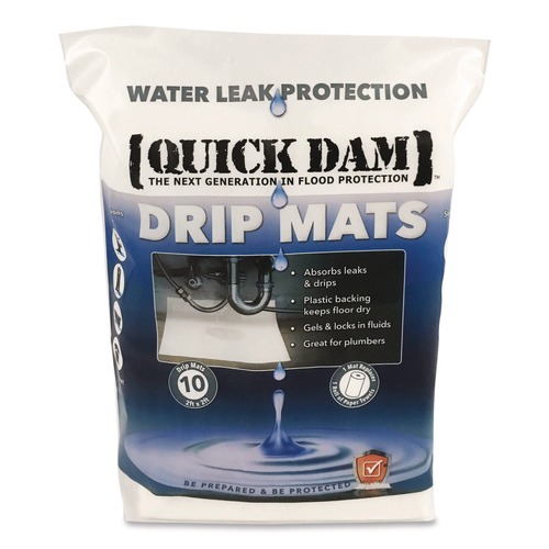 Cleaning & Janitorial Supplies | Quick Dam WUBM-10 Drip Mats, 20 oz, 2 ft x 2 ft, 10/Pack image number 0