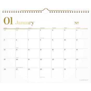 AT-A-GLANCE WorkStyle 15 in. x 12 in. 12-Month (Jan to Dec) 2025 Monthly Wall Calendar - White/Gold Sheets