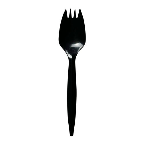 Food Service | Boardwalk BWKSPORKBLPP Mediumweight Polypropylene Plastic Spork Cutlery - Black (1000/Carton) image number 0