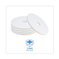 Floor Cleaners | Boardwalk BWK4016WHI 16 in. Polishing Floor Pads - White (5/Carton) image number 3