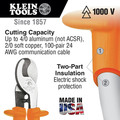 Cable and Wire Cutters | Klein Tools 63050-INS High-Leverage Insulated Cable Cutter image number 1