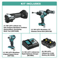 Makita XT288T-XMT04ZB 18V LXT Brushless Lithium-Ion 1/2 in. Cordless Hammer Drill Driver and 4-Speed Impact Driver Combo Kit with StarlockMax Sub-Compact Multi-Tool Bundle image number 1