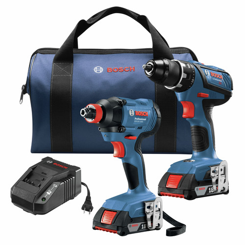 Combo Kits | Factory Reconditioned Bosch GXL18V-232B22-RT 18V Compact Tough Lithium-Ion 1/2 in. Cordless Drill Driver / 1/4 in. and 1/2 in. 2-in-1 Bit/Socket Impact Driver Combo Kit (2 Ah) image number 0