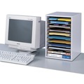 Office Filing Cabinets & Shelves | Safco 9419MO 11 Compartments 10.63 in. x 11.88 in. x 16 in. Wood Vertical Desktop Sorter - Medium Oak image number 3