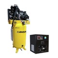 Stationary Air Compressors | EMAX ESP05V080I3PK E450 Series 5 HP 80 gal. Industrial Plus 2 Stage Pressure Lubricated 3-Phase 19 CFM @100 PSI Patented SILENT Air Compressor with 30 CFM Air Dryer image number 0