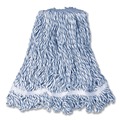 Mops | Rubbermaid Commercial FGD51306WH00 Super Stitch 1 in. Blue Headband Cotton/Synthetic Finish Mops - Large White (6/Carton) image number 2