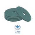 Office Jansan | Boardwalk BWK4013GRE 13 in. Diameter Heavy-Duty Scrubbing Floor Pads - Green (5/Carton) image number 4