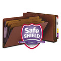 File Folders | Smead 29865 3 in. Expansion 3 Divider Legal Size 8 SafeSHIELD Fasteners End Tab Pressboard Classification Folders - Red (10/Box) image number 1