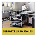 Utility Carts | Rubbermaid Commercial FG409100BLA 40.63 in. x 20 in. x 37.81 in. 300 lbs. Capacity 3 Shelves Plastic Xtra Utility Cart with Open Sides - Black image number 9