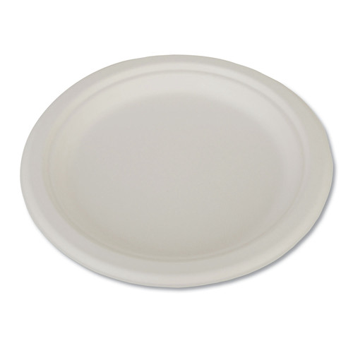 Bowls and Plates | SCT SCH 18140 9 in. ChampWare Heavyweight Bagasse Dinnerware Plate - White (500/Carton) image number 0