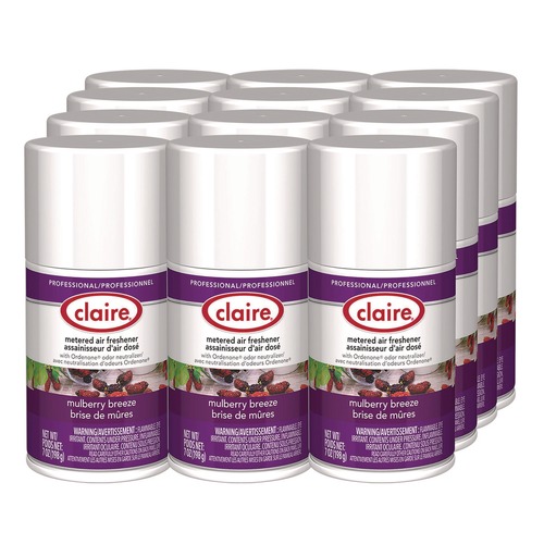 Odor Control | Claire 1000003935 7 oz. Aerosol Spray Metered Air Freshener - Mulberry Scent (12/Carton) image number 0