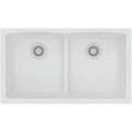 Fixtures | Elkay ELGDULB3322WH0 Quartz Classic 33 in. x 19 in. x 10 in., Equal Double Bowl Undermount Sink with Aqua Divide (White) image number 1