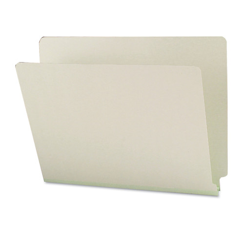 File Folders | Smead 26200 1 in. Expansion Extra-Heavy Recycled Pressboard End Tab Folders - Letter Size/Gray-Green (25/Box) image number 0