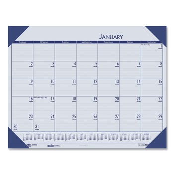 House of Doolittle EcoTones 22 in. x 17 in. 12-Month (Jan-Dec) 2026 Recycled Monthly Desk Pad Calendar - Ocean Blue/Black