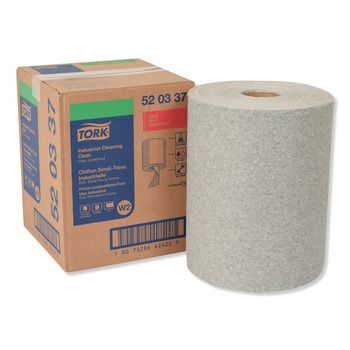 Tork 12.6 in. x 10 in. 1-Ply Industrial Cleaning Cloths - Gray (500 Wipes/Roll, 1 Roll/Carton)