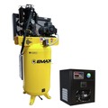 Stationary Air Compressors | EMAX ESP05V080I1PK E450 Series 5 HP 80 gal. Industrial Plus 2 Stage Pressure Lubricated Single Phase 19 CFM @100 PSI Patented SILENT Air Compressor with 30 CFM Air Dryer image number 0