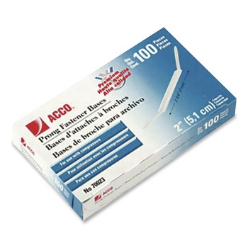 ACCO 2 in. Capacity 2.75 in. Center to Center Premium Two-Prong Fastener Bases - Silver (100/Box)