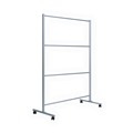Office Furniture Accessories | MasterVision DSP123046 49 in. x 22 in. x 69 in. Protector Series Mobile Glass Panel Divider - Clear/Aluminum image number 1